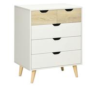 HOMCOM Cómoda con 5 Cajones y Patas Elevadas para Dormitorio Salón 60x40x77,5 cm White