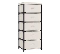 HOMCOM Cómoda con 5 Cajones de Tela para Dormitorio Marco de Acero Beige | Montaje Rápido, Cajonera para Salón, Oficina, Vestidor