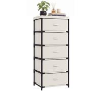 HOMCOM Cómoda con 5 Cajones de Tela para Dormitorio Marco de Acero Beige | Montaje Rápido, Cajonera para Salón, Oficina, Vestidor