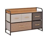 HOMCOM Cómoda de Tela con 5 Cajones Extraíbles y Plegables Cajonera para Dormitorio Salón 87,5x29x58 cm Marrón y Beige Aosom España