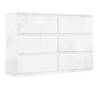 HOMCOM Cómoda con 6 Cajones Cómoda de Dormitorio Moderno con Diseño Anti-vuelco Cajonera para Salón Pasillo 112x34x75 cm Blanco Brillo