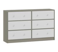 HOMCOM Cómoda con 6 Cajones de Tela Marco de Acero y MDF Cajonera para Salón Oficina Vestidor Blanco y Gris