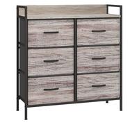 HOMCOM Cómoda con 6 Cajones de Tela Plegables, Cómoda para Dormitorio Industrial con Estante Abierto, Marco de Acero, Cajonera para Espacios Pequeños, Sala de Estar, Vestidor, Baño, Gris