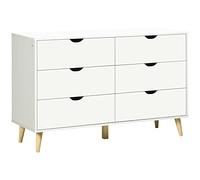 Homcom cómoda con 6 cajones cajonera de armario mueble organizador con cajones para cocina dormitorio salón estudio estilo moderno antivuelco 120x40x76 cm blanco
