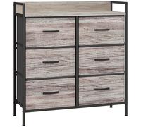 HOMCOM Cómoda con 6 Cajones Plegables Cajonera de Tela con Estructura de Acero Estilo Industrial 79x29x85 cm Gris Aosom España