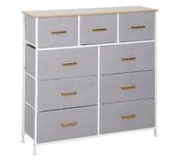 HOMCOM Cómoda con 9 Cajones Tapizado en Borreguito Cajonera de Tela con Estructura de Acero Cómoda para Dormitorio Pasillo Gris