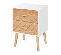 HOMCOM Cómoda con Cajones Cómoda de Dormitorio Mesita de Noche con Patas Elevadas para Salón Blanco y Natural BLANCO 40x30x55,5cm