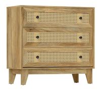HOMCOM Cómoda de 3 cajones de ratán 80 x 35 x 76 cm aspecto madera clara