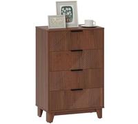 HOMCOM Cómoda de 4 cajones de estilo moderno con tiradores de metal, cómoda dormitorio, salón - 60 x 36 x 90 cm, efecto madera marrón
