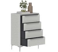 HOMCOM Cómoda de 4 Cajones en Tela Efecto Lino, Elegante y Moderna Cómoda de Dormitorio con Estructura de Acero para Entrada y Salón, 60x36x88 cm, Gris