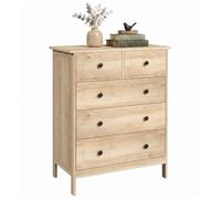 HOMCOM Cómoda de 5 cajones Estilo contemporáneo 74 x 40 x 91 cm Roble