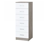 HOMCOM Cómoda de 6 Cajones Sinfonier Alta y Estrecha Gris Claro y Blanco | Cajonera para Dormitorio, Salón, Vestidor, Entrada, 40x40x110 cm