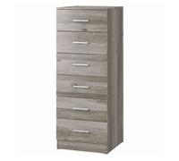HOMCOM Cómoda de 6 Cajones Sinfonier Alta y Estrecha Gris Claro | Cajonera para Dormitorio, Salón, Vestidor, Entrada, 40x40x110 cm