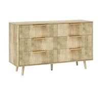 HOMCOM Cómoda de 6 Cajones Cómoda para Dormitorio con Diseño Estriado y Patas de Madera Cajonera Aparador para Salón Pasillo 62x35x105 cm Roble