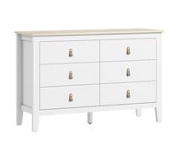HOMCOM Cómoda de 6 Cajones Cómoda para Dormitorio con Tiradores de PU Cajonera para Salón Pasillo 120x40x78 cm Blanco