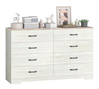 HOMCOM Cómoda de 8 cajones para Dormitorio, Cómoda Moderna para Dormitorio con Tirador, Cómoda Que Ahorra Espacio para salón, y Pasillo, 140x40x86 cm, Nogal y Gris Claro