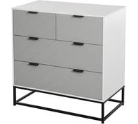 HOMCOM Cómoda de Noche Moderno Cajonera con 4 Cajones y Base Elevada para Dormitorio Salón 80x40x79 cm Blanco y Gris