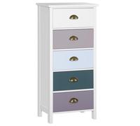 HOMCOM Cómoda de Dormitorio 5 cajones de Colores, Cómoda de Dormitorio con Tiradores de Metal, cajones Que ahorran Espacio para la Entrada, el salón y el Pasillo, 45x30x95,4 cm, Multicolor