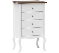 HOMCOM Cómoda de Dormitorio con 4 Cajones Diseño Anti-vuelco Cajonera para Salón Pasillo 60x40x98,5 cm Blanco y Roble