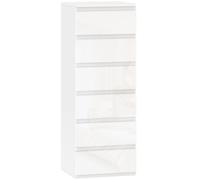 HOMCOM Cómoda de Dormitorio con 6 Cajones Estrecha Sinfonier Ahorro Espacio 40x35x109 cm Blanco Brillo