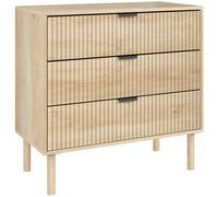 HOMCOM Cómoda de Dormitorio Estilo Nórdico con Cajones Amplios Paneles Acanalados y Tiradores Metálicos 80x40x77,5 cm Roble