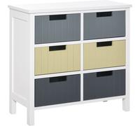 HOMCOM Cómoda de Madera 6 Cajones Cajonera Auxiliar Almacenaje Patas Elevadas Dormitorio Salón Baño 60x28x58 cm Multicolor Aosom España