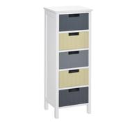 HOMCOM Cómoda de Madera con 5 Cajones Cajonera 35x28x90,5 cm Multicolor | Cajonera Auxiliar de Almacenaje, Patas Elevadas, Estilo Moderno, para Dormitorio Salón Baño