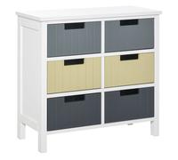 Homcom cómoda de madera con 6 cajones cajonera auxiliar de almacenaje con patas elevadas estilo moderno para dormitorio salón baño 62x28x58 cm multicolor