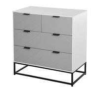 HOMCOM Cómoda de Noche con 4 Cajones Almacenaje para Dormitorio y Salón con Base Elevada Antivuelco 80x40x79 cm Blanco Gris y Negro Aosom España