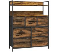 HOMCOM Cómoda de Tela con 7 Cajones y 2 Estantes de Estilo Industrial con Marco de Acero 79x29x101 cm Marrón Rustico