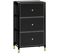 HOMCOM Cómoda de Tela de 3 cajones con Superficie de Piel sintética, Marco de Acero, Unidad organizadora de Almacenamiento para Dormitorio, Sala de Estar, Pasillo, Armario, fácil de Montar, Color