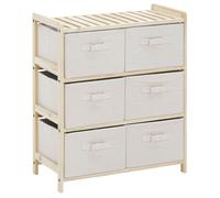 HOMCOM Cómoda de Tela Mueble de Almacenamiento con 6 Cajones Plegables Estilo Estructura de Madera de Pino para Habitación 59x28x70 cm Aosom España