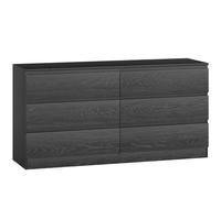 HOMCOM Cómoda Dormitorio con 6 Cajones Cajonera para Salón Oficina Estilo Moderno 140x40x71 cm Negro Veteado