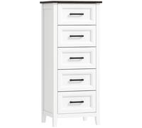 HOMCOM Cómoda Dormitorio Estrecho y Alto con Encimera Efecto Madera Cajonera para Espacios Pequeños 45x35x106 cm Blanco