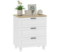 HOMCOM Cómoda Estrecha con 3 Cajones, Cómoda Dormitorio con Patas de Madera, Cajonera para Salón, Oficina, Estilo Moderno, 60x38x71 cm, Blanco