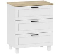 HOMCOM Cómoda Estrecha con 3 Cajones Cómoda Dormitorio con Patas de Madera para Salón Oficina 60x38x71 cm Blanco