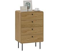 HOMCOM Cómoda Estrecha de 4 cajones, 60x39x91,5 cm, Roble