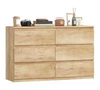 HOMCOM Cómoda Estrecha de 6 cajones sin Asas 120x39x75 cm Roble