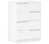 HOMCOM Cómoda Moderna, Armario, 4 Cajones, Tablero de Partículas, Protección Antivuelco, Almohadillas para Pies, Blanco