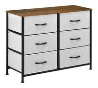 HOMCOM Cómoda Moderna Cajonera 6 Cajones Tela 80x30x62,5 cm Gris y Marrón