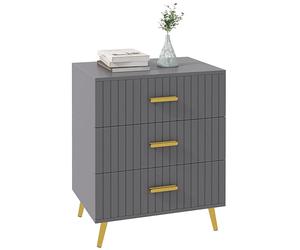HOMCOM Cómoda Moderna de 3 Cajones, Cajonera de Madera y Aluminio, 60x40x71,5 cm, Dorado y Gris Oscuro