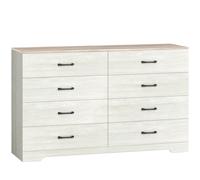 HOMCOM Cómoda Moderna de 8 Cajones en Madera, 140x40x86 cm, Nogal y Gris Claro