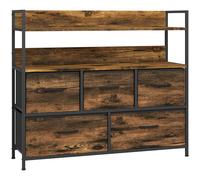 HOMCOM Cómoda, mueble de almacenamiento, 5 cajones de tela plegables y extraíbles y estantes, 98 x 29 x 85 cm, marrón rústico Aosom España