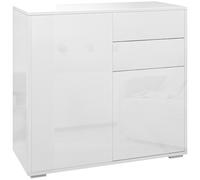 HOMCOM Cómoda Mueble de Almacenamiento Buffet 2 cajones 2 Puertas con estante 79x36x74 cm Blanco brillante Aosom España