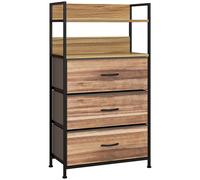 HOMCOM Cómoda Mueble de Almacenamiento estilo industrial con 3 cajones de tela extraíbles y 2 estantes - 60x29x101 cm - MDF y metal Aosom España
