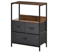 HOMCOM Cómoda Multiusos con 3 Cajones de Tela Plegables, Muebles de Salón, 58x29x81.5cm, Gris Oscuro