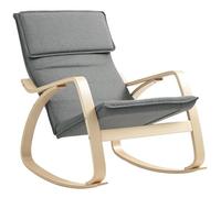 HOMCOM Cómoda Silla Mecedora Relax tapizada con Respaldo Alto y reposacabezas para Sala de Estar, Dormitorio, Color Gris