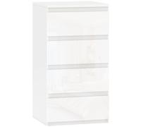HOMCOM Cómoda Slim, 4 cajones lacados, blanca, para dormitorio.