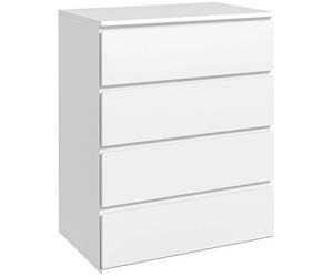 HOMCOM Cómoda unidad de almacenamiento para dormitorio con 4 cajones, estilo moderno, para dormitorio, sala de estar - 60x40x80 cm BLANCO