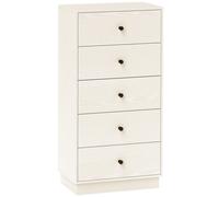HOMCOM Cómoda y estrecha de 5 cajones de estilo moderno para dormitorio, - 47 x 29 x 95 cm, blanca